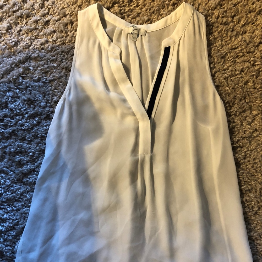 Joie White Sleeveless Blouse Navy trim Size XS